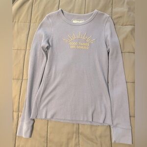 American Eagle Outfitters Blue Embroidered Waffle Knit Long Sleeve